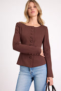 Risha Dark Brown Button-Front Blazer