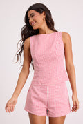 Harmony Pink Gingham Tie-Back Tank Top