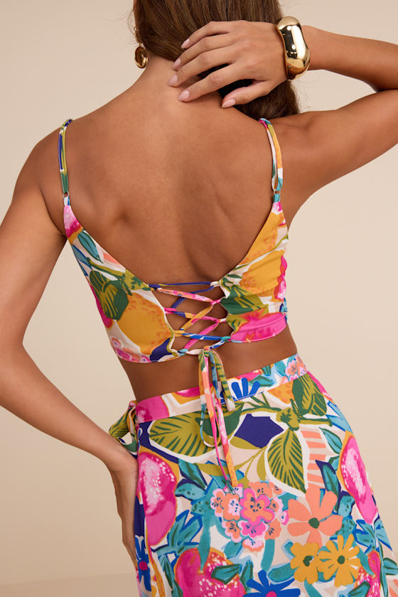 Bloom With a View Pink Floral Print Two-Piece Maxi Dress