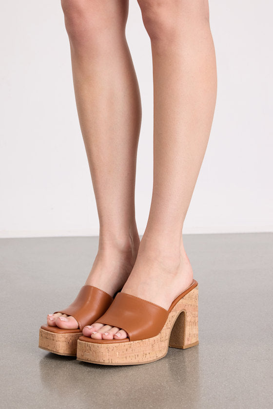 Drexel Brown Platform Slide Sandals