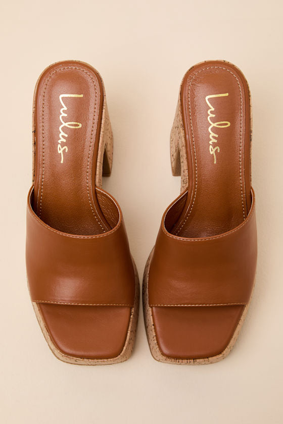 Drexel Brown Platform Slide Sandals