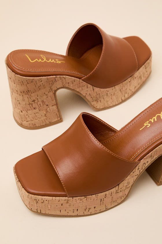 Drexel Brown Platform Slide Sandals
