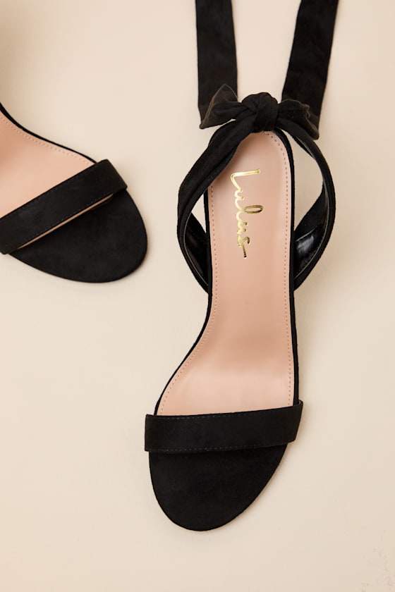Eva Black Suede Lace-Up High Heel Sandals