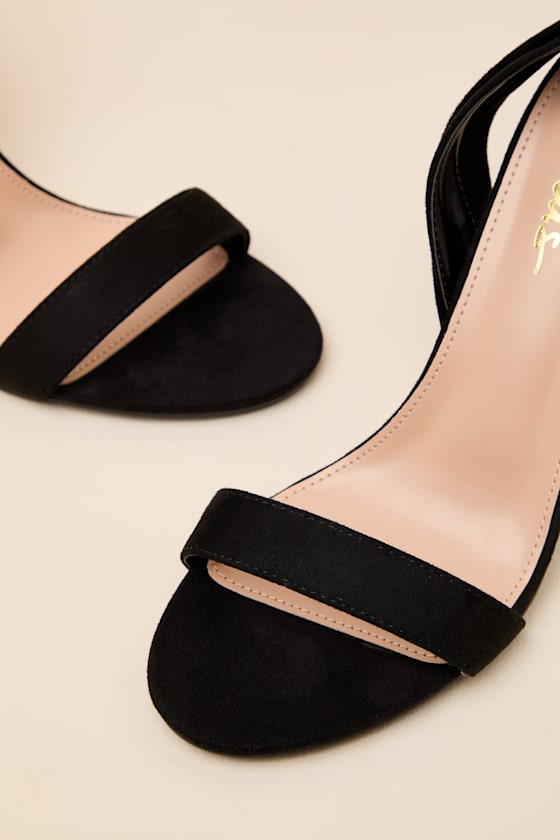 Eva Black Suede Lace-Up High Heel Sandals