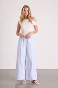 Brisa Light Blue Striped Cuffed Wide-Leg Pants