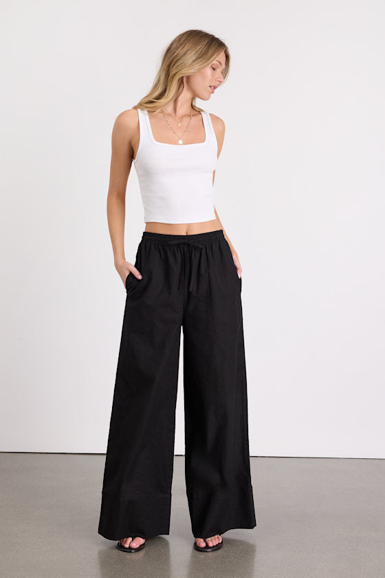 Brisa Black Cuffed Wide-Leg Pants