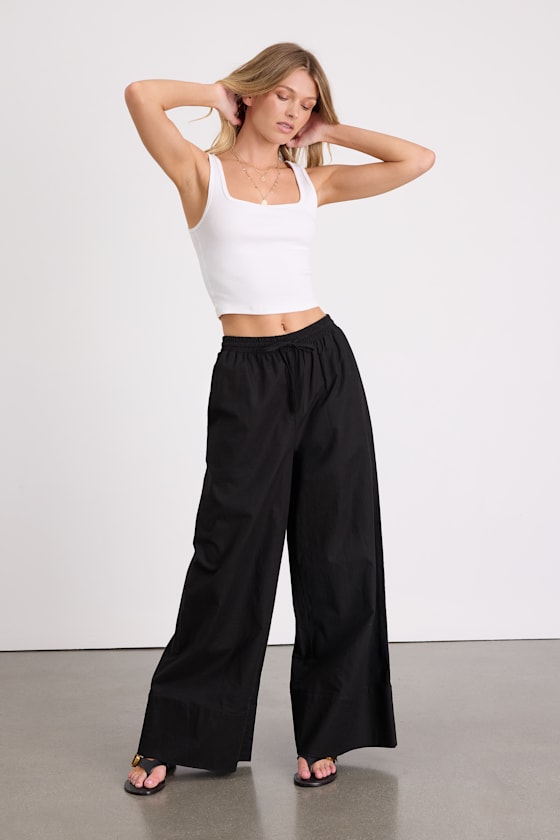Brisa Black Cuffed Wide-Leg Pants