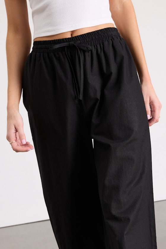 Brisa Black Cuffed Wide-Leg Pants