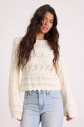 Wendy Ivory Crochet Bell Sleeve Sweater