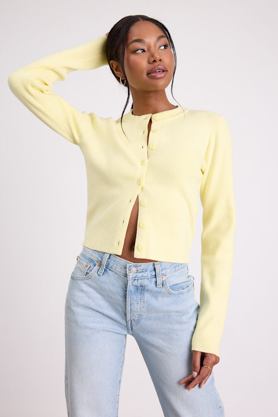 Araya Light Yellow Button-Up Cardigan