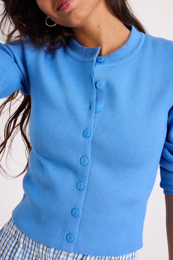 Araya Bright Blue Button-Up Cardigan