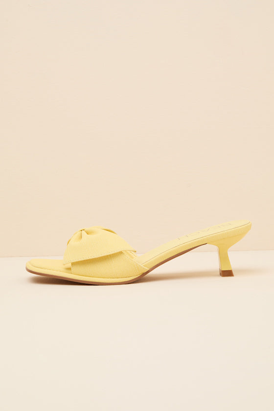 Pompano Yellow Bow Kitten Heel Slide Sandals