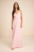 Corella Light Pink Pleated Backless Maxi Dress