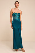 Ria Emerald Sequin Strapless Mermaid Maxi Dress