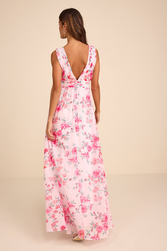 Heavenly Hues Pink Floral Maxi Dress