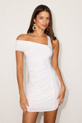 Josie Ivory Jersey Knit Ruched Maxi Dress