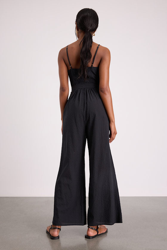 Messina Black Striped Wide-Leg Jumpsuit