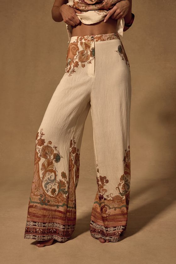 Bahari Cream Multi Boho Print Two-Piece Jumpsuit