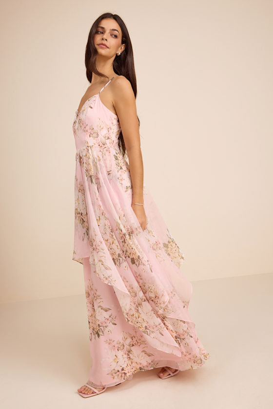 Breigh Blush Floral Sleeveless Maxi Dress