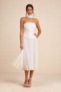 Laubrey White Floral Jacquard Midi Dress and Scarf Set