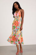 Layne Pink Multi Floral Backless Midi Dress