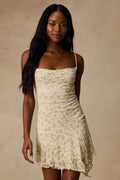 Kenia Cream Lace Asymmetrical Mini Dress