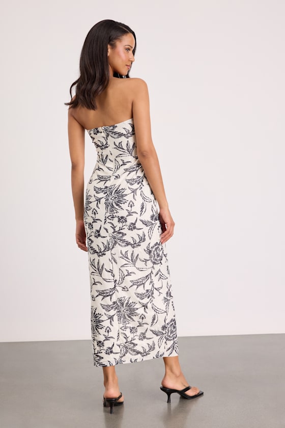 Kezia White Floral Column Midi Dress