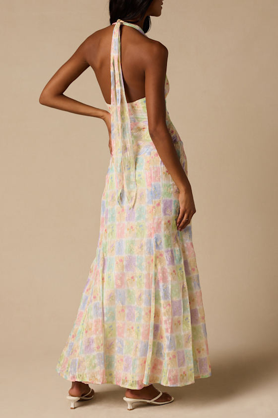 Maressa Ivory Multi Floral Halter Maxi Dress
