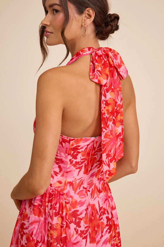 Conway Pink Floral Halter Midi Dress