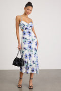 Janetta White Multi Floral Cutout Midi Dress