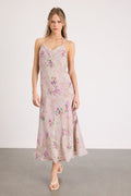 Antonella Blush Leopard Floral Print Halter Midi Dress