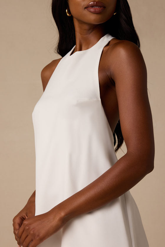 Perrie White Backless Shift Mini Dress