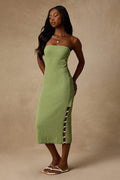 Brodi Light Green Strapless Shell Sweater Midi Dress