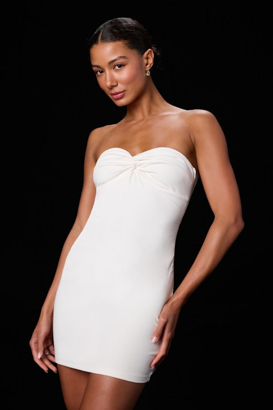 Maverly White Ponte Knit Cape Sleeve Mini Dress