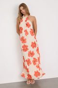 Laurel Cream Floral Halter Maxi Dress
