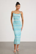 Alanza Turquoise Multi Tie-Back Sweater Midi Dress