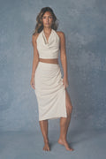 Asana Light Beige Linen Two-Piece Midi Dress