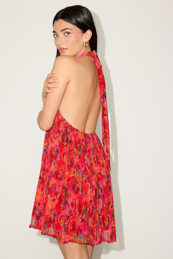 Anne Red Multi Floral Shift Mini Dress