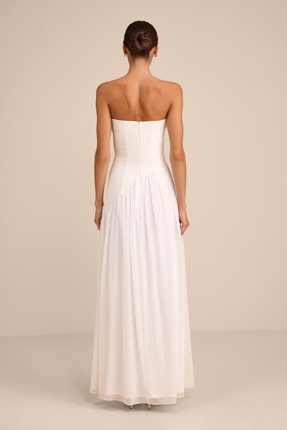 Katia White Strapless Drop Waist Maxi Dress