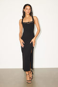 Adlay Black Lace Bodycon Midi Dress