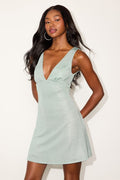 Adaline Mint Lurex Sleeveless Mini Dress