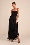 Beth Black Strapless Drop Waist Maxi Dress