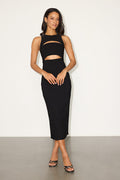 Brenda Black Cutout Bodycon Midi Dress