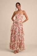 Danna Cream Multi Floral Ruffled Maxi Dress