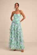 Danna Mint Multi Floral Ruffled Maxi Dress
