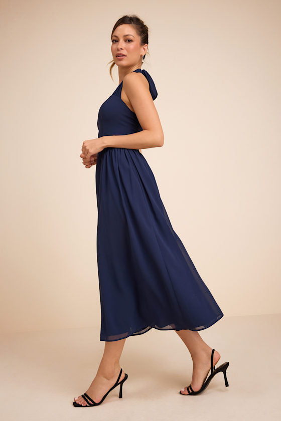 Conway Navy Blue Halter Midi Dress