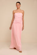 Reeva Light Pink Plisse Drop Waist Maxi Dress