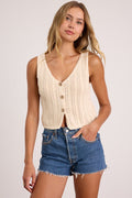 Elite Cuteness Ivory Button-Front Sweater Vest Top