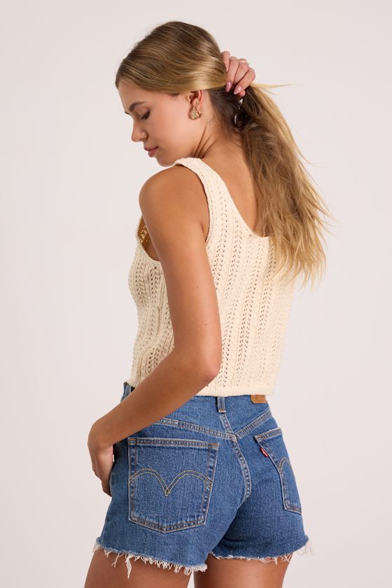Elite Cuteness Ivory Button-Front Sweater Vest Top