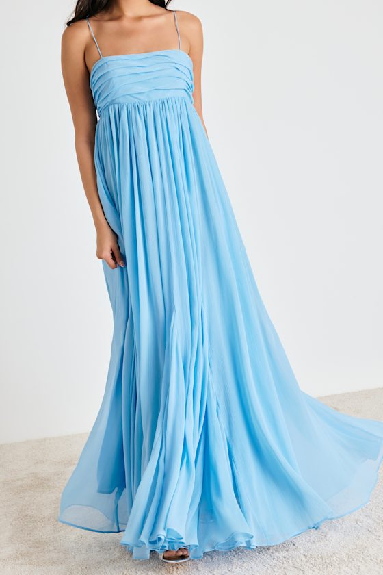 Dansa Light Blue Pleated Maxi Dress